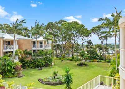 Views of the gardens from a balcony at Serenity Apartments Noosa accommodation