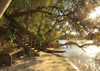 Private river beach in front of Serenity Apartments Noosa accommodation